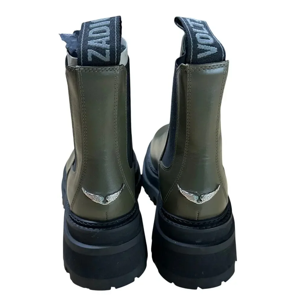Zadig & Voltare Ride Chelsea Boot Green/Black Women's Size 36 (US 5) NWOB